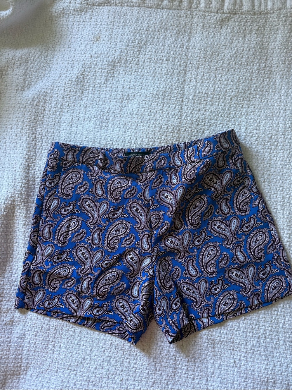 Banana Republic Blue Paisley High-Waist Shorts